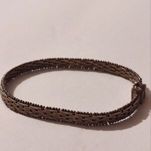 Vintage Italy 925 Sterling Silver Textured Riccio Bracelet 7.5"